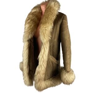Genuine Shearling Sheepskin Patchwork Penny Lane Leather Coat